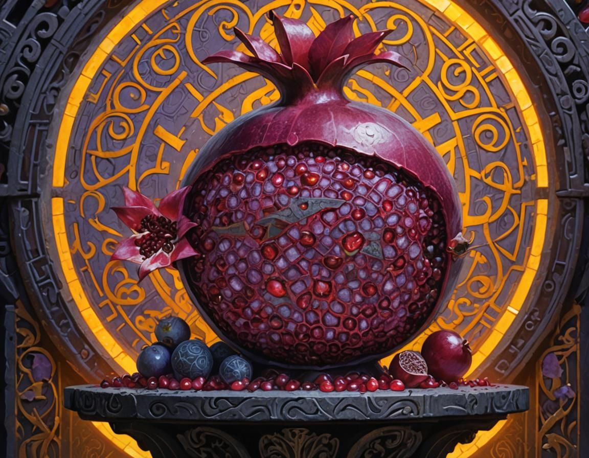 Mystical Pomegranate Concept Art in Dark Fantasy Style