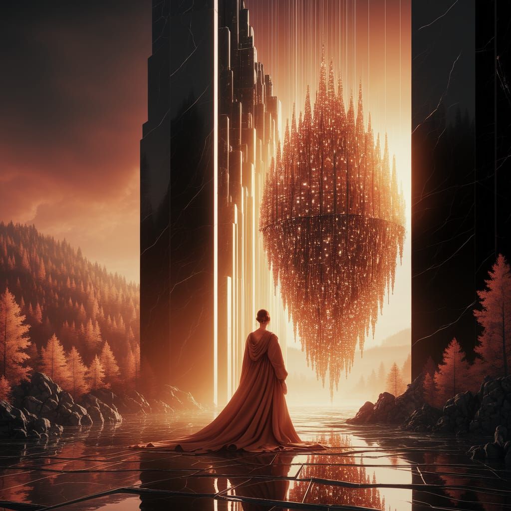 Celestial City Shimmers in Dreamy Digital Art