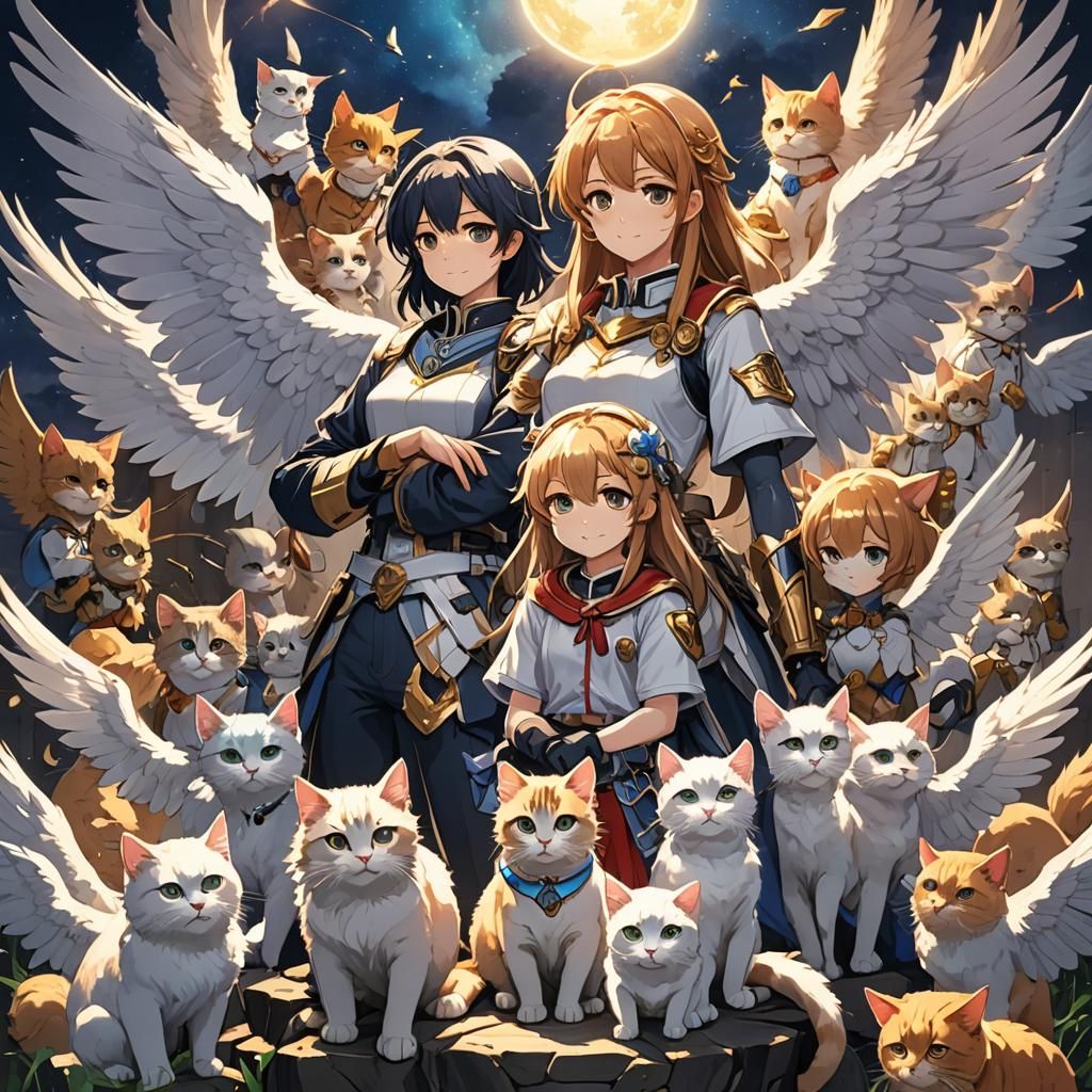 Angelic Family Support in Anime Style