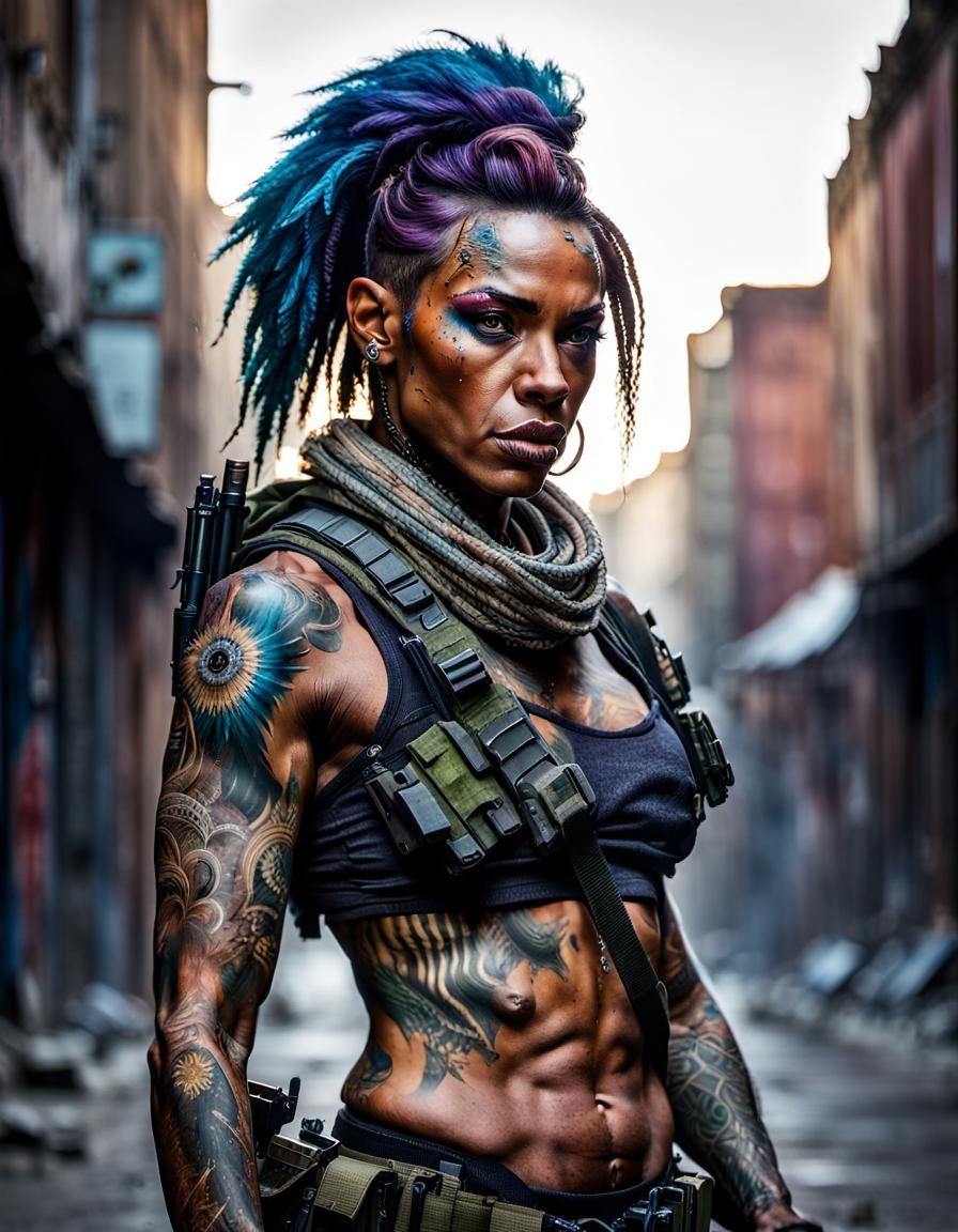 Trashpunk Wardog Mercenary in Apocalyptic Town