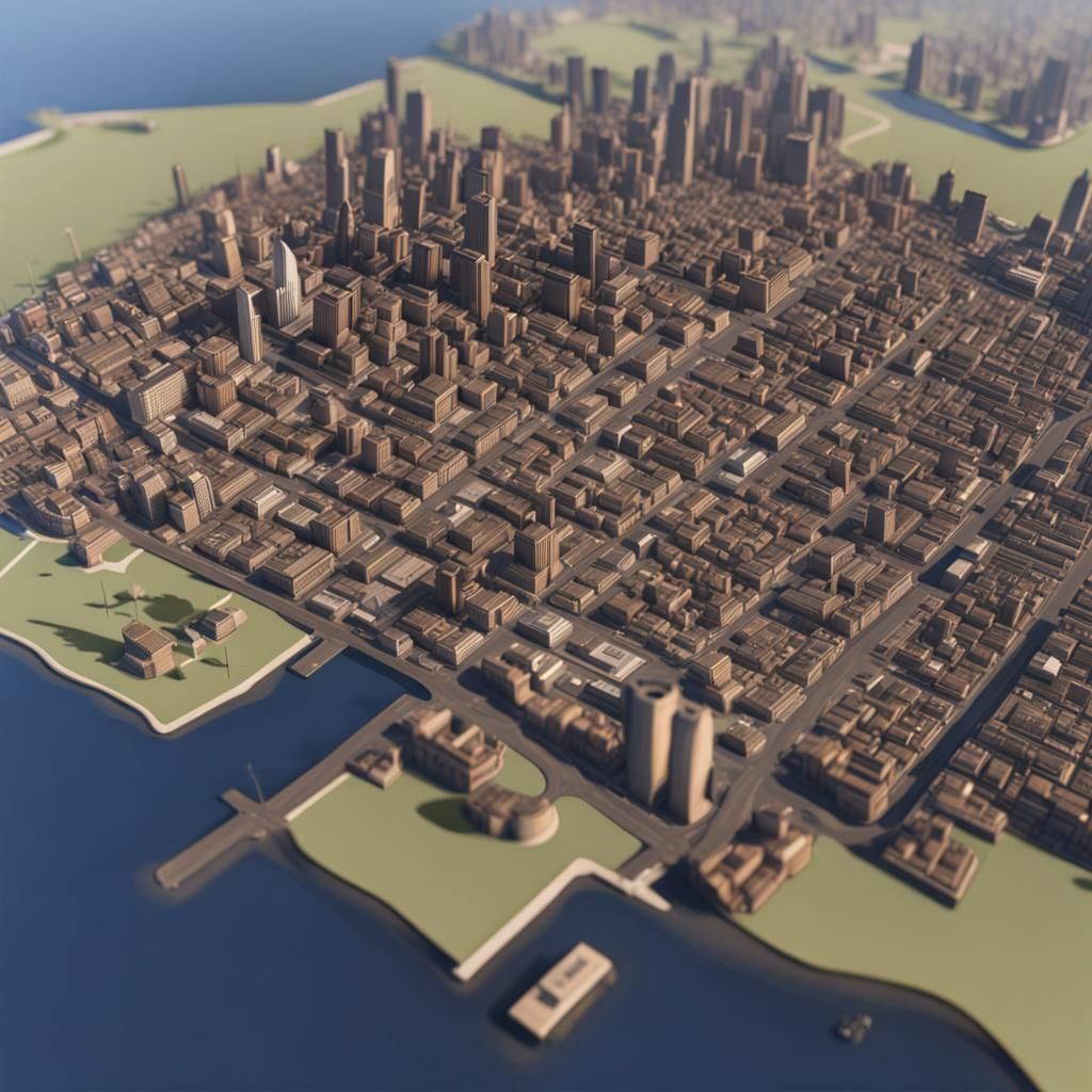 Detailed 3D City Map with Realistic Shading