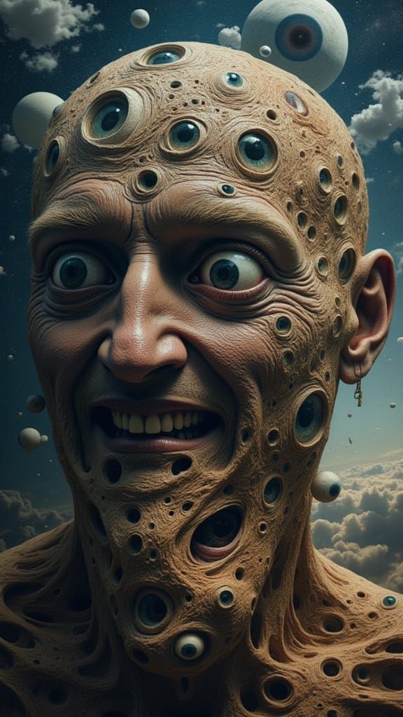 Fractal Faced Man: Illusionary Nightmare Portrait