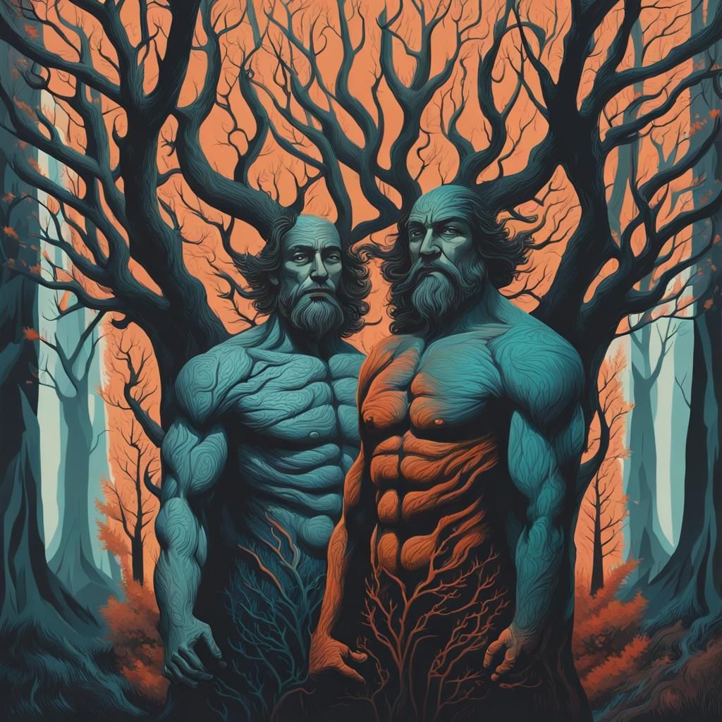 Magic Forest Guardians Protecting Trees: Abstract Art