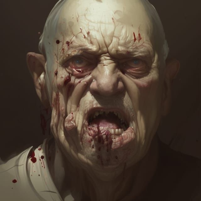 Plague-Ridden Man Screaming: Hyperdetailed Portrait