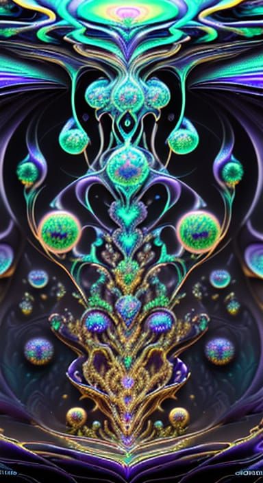 Cosmic Fractal Art in Psychedelic Style