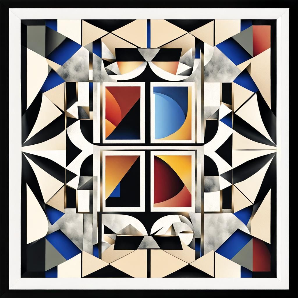 Geometric Abstract Collage of Heraldic Symbols
