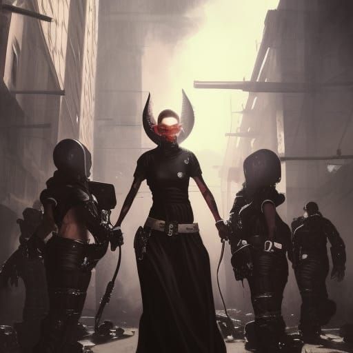 Cyberpunk Police Nun vs Demon Streetfight