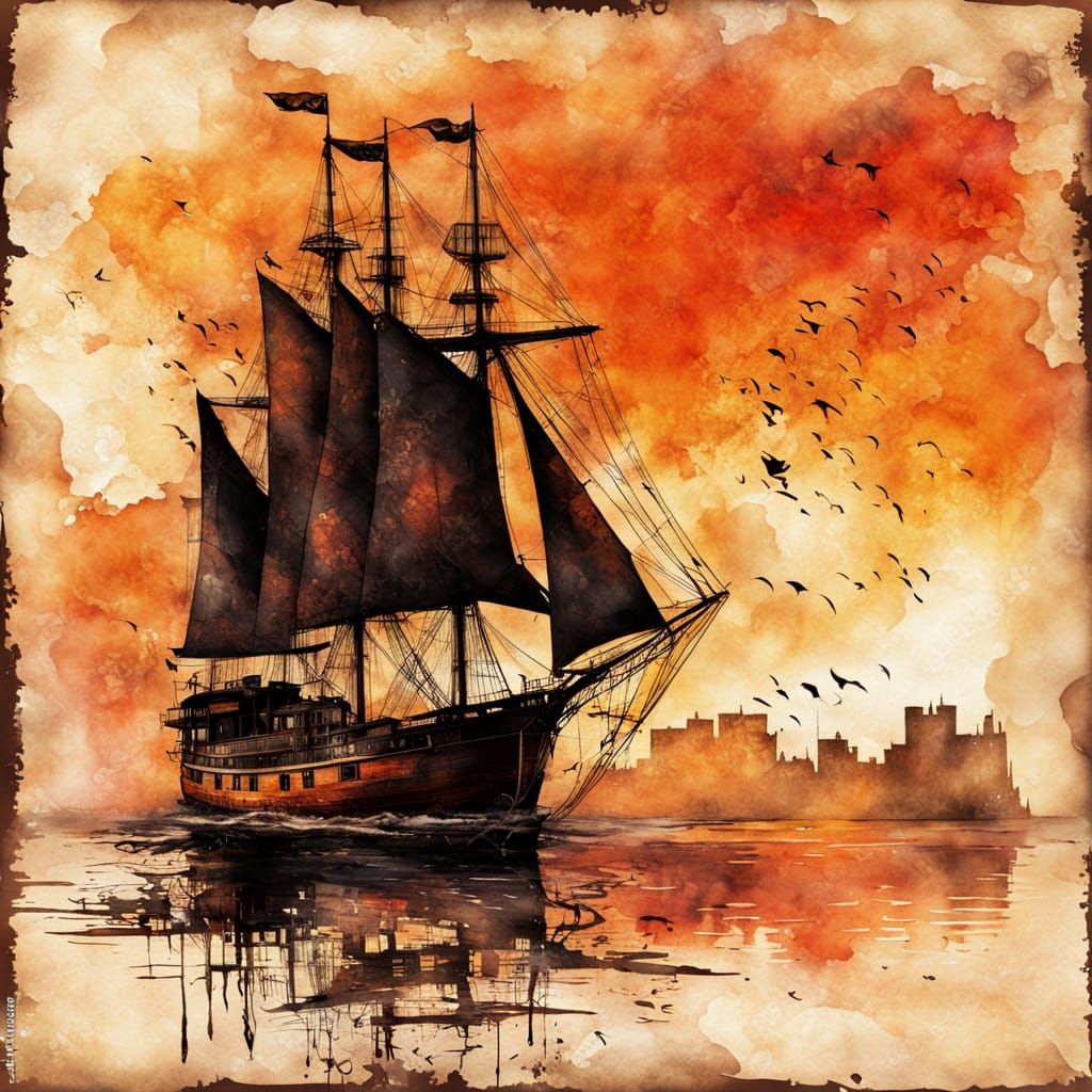 Steampunk Pirate King's Vintage Sailboat