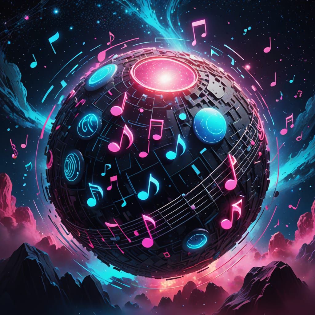 Musical Cosmic Rock in Space: Digital Art