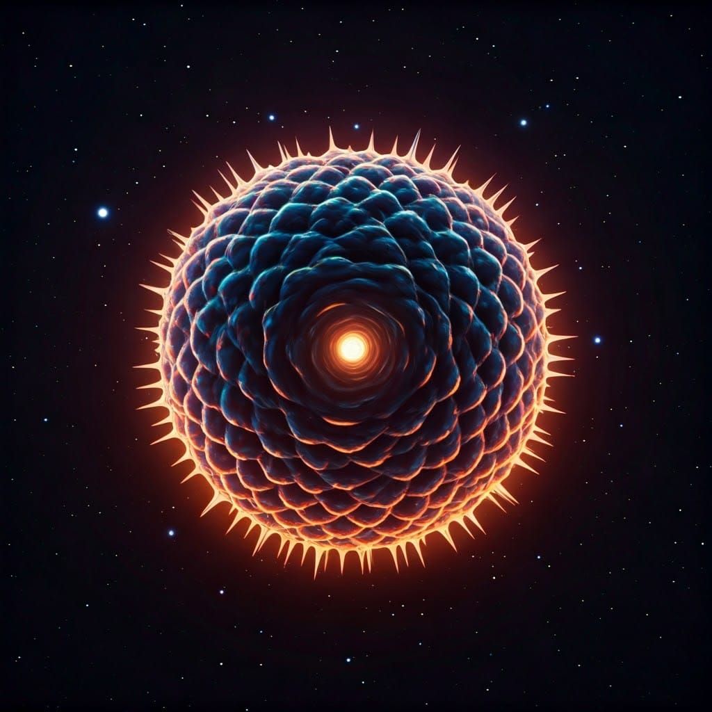 Iridescent Alien Space Seed in a Nebula