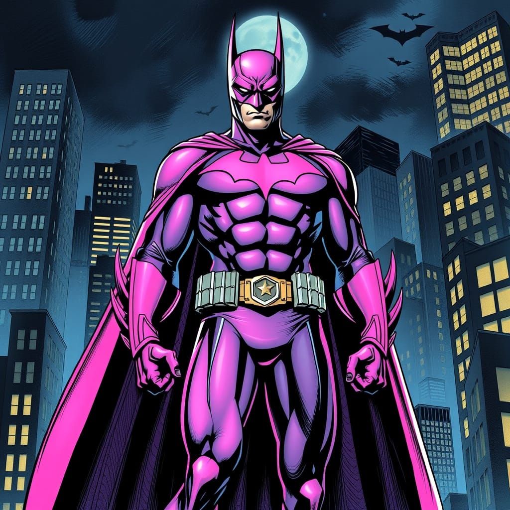 Pink Batsuit Batman in Gotham Comic Art