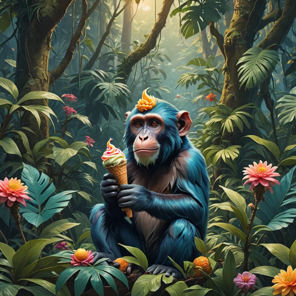 Monkey's Jungle Treat: A Matte Painting
