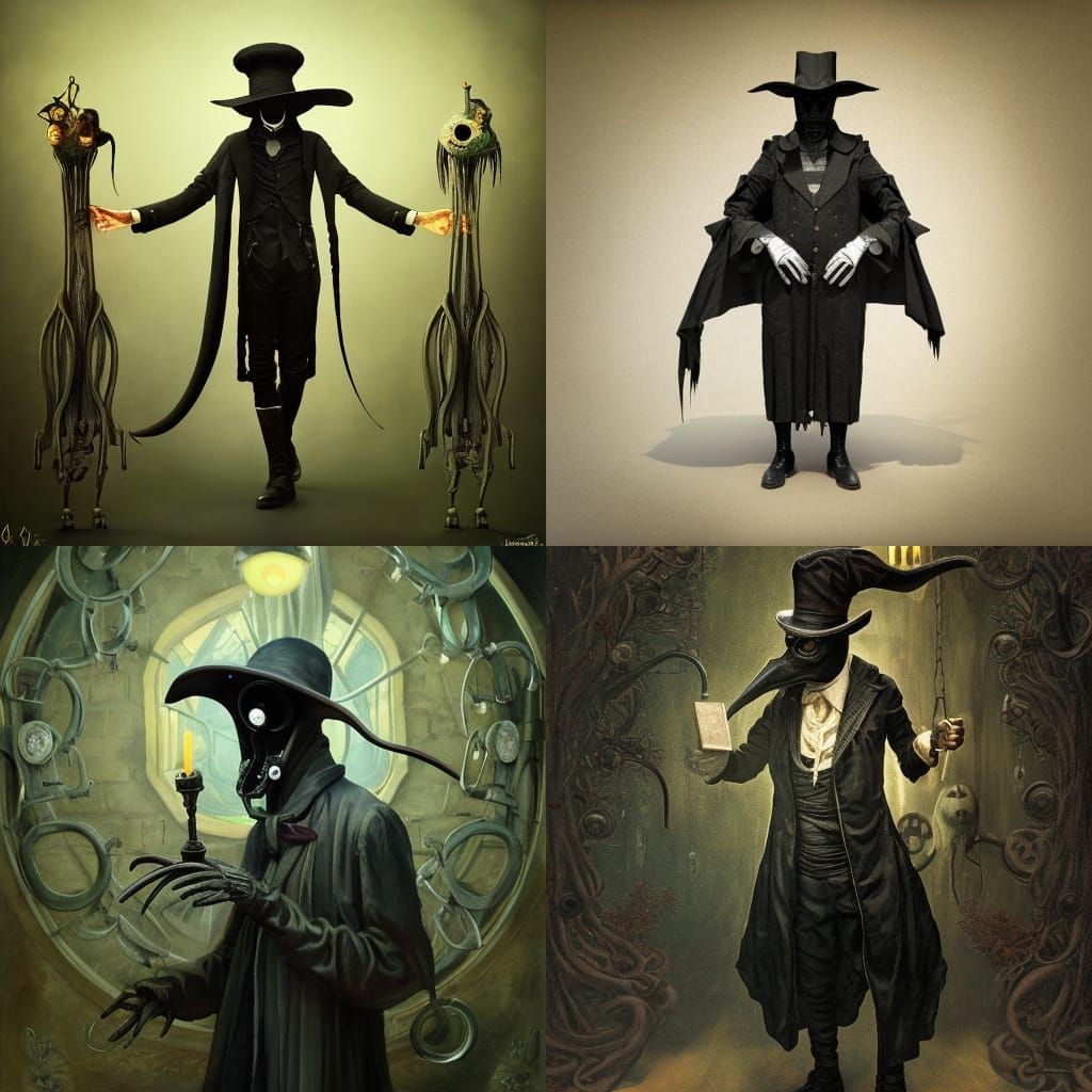 Clockwork Plague Doctor in Victorian Tonalism Style