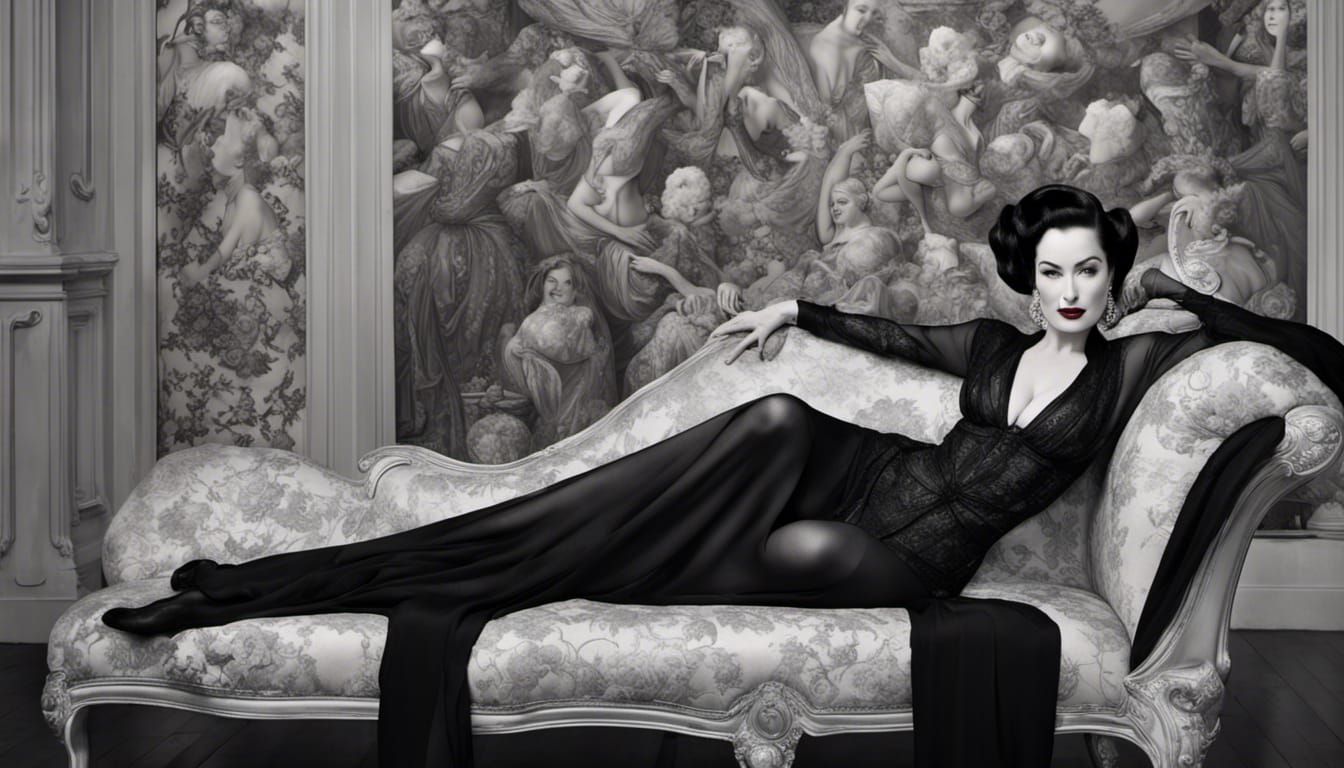 Dita von Teese in a black robe