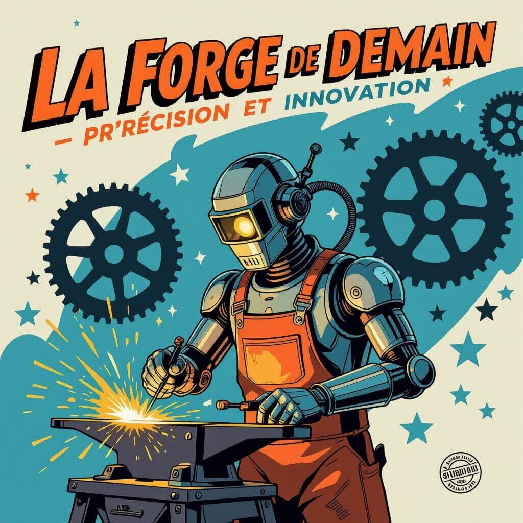 Retro-Futuristic Robotic Blacksmith in Greg Rutkowski Style