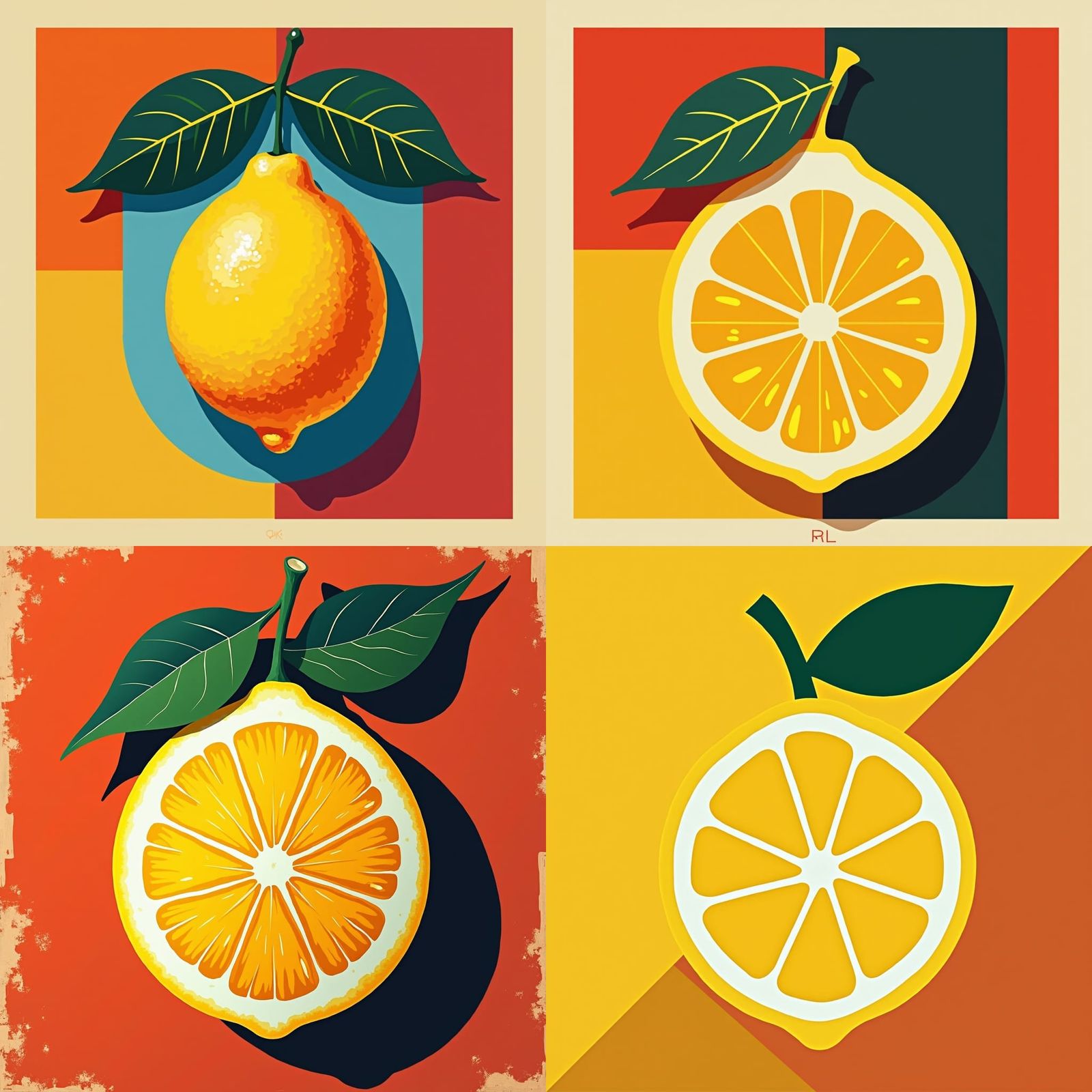 Geometric Pop Art Lemon in Vector Style