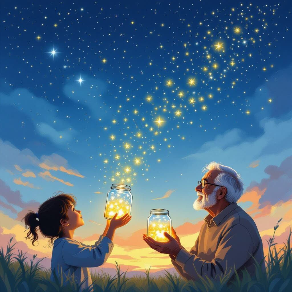 Conceptual Image: Wishes Fulfilled with Fireflies