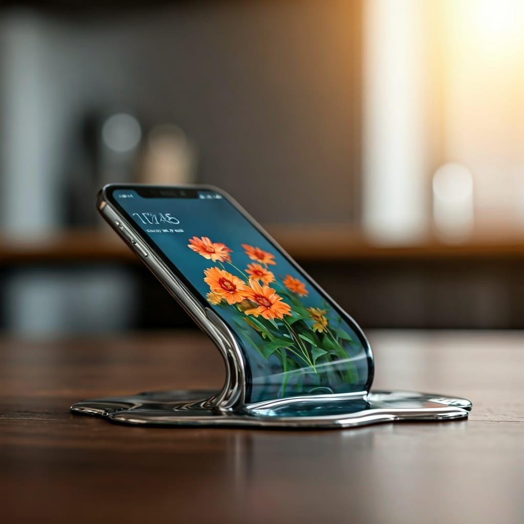 Melting Phone on Countertop in Photorealistic Style
