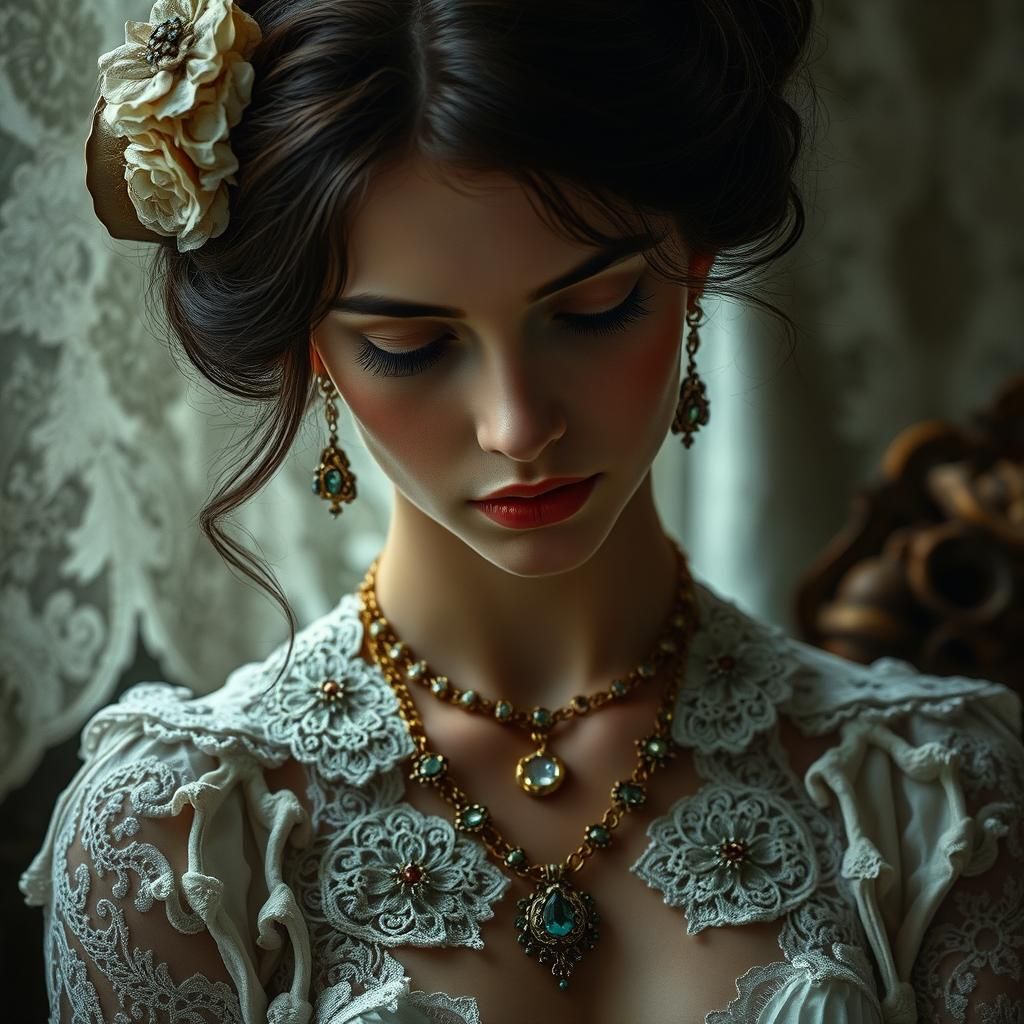 Contemplative Sorrow: A Photorealistic Portrait of Loss