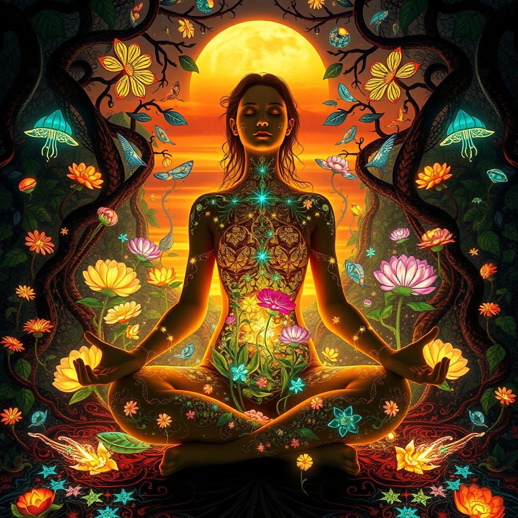 Dreamlike Encounter in Vibrant Fantasy World