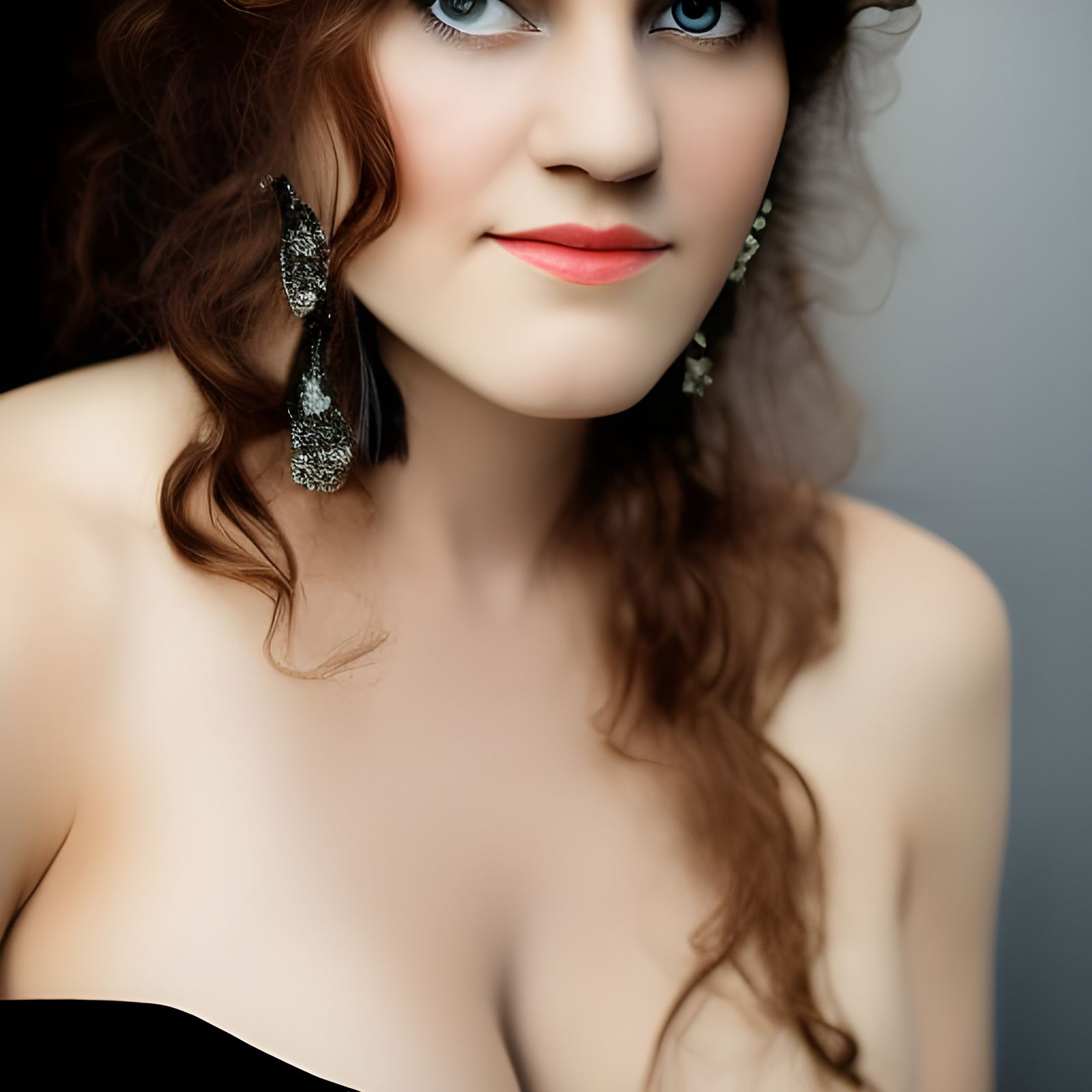 Woman in Black Wedding Dress: Photorealistic Portrait