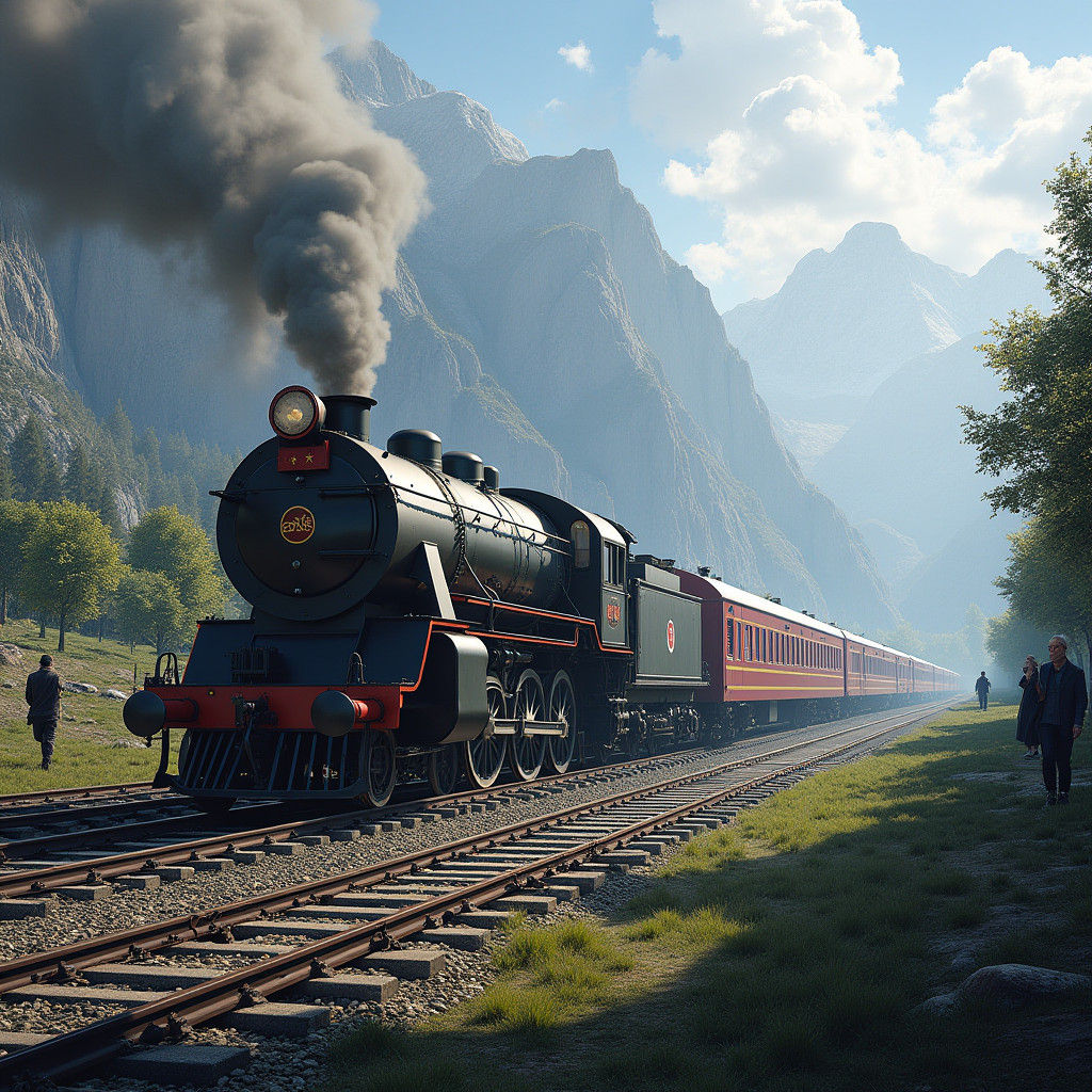 Detailed Train Scene as Matte Painting