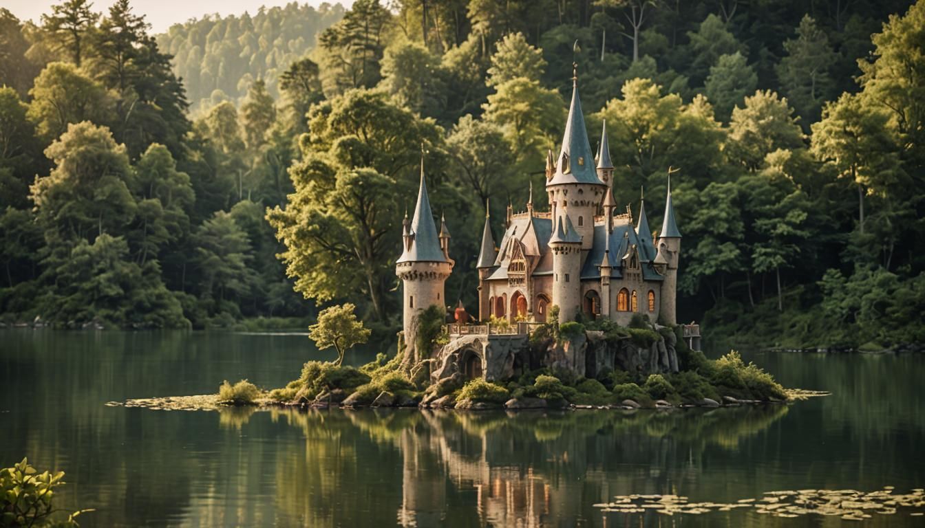 Whimsical Elven Castle on Island: Fine Art Photography
