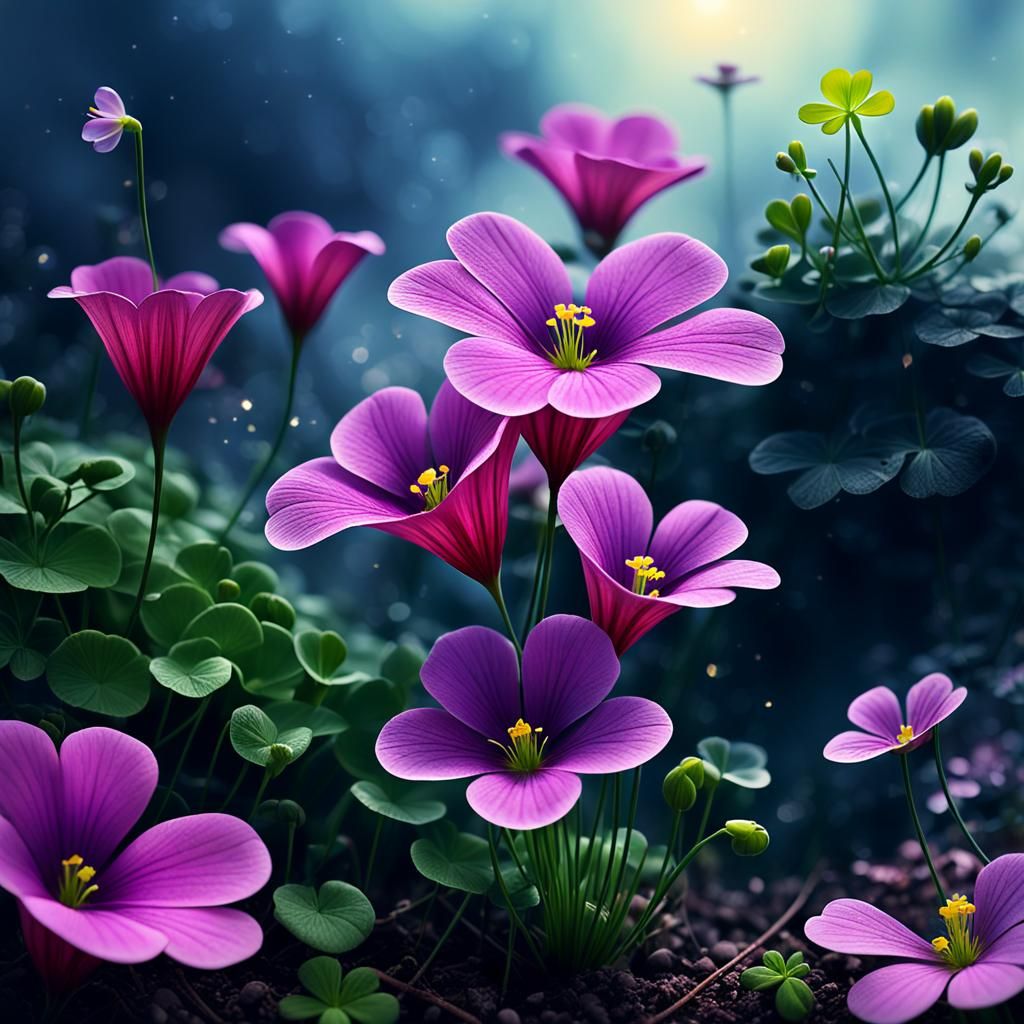 Epic Oxalis Ariculata Flowers: A Cinematic Digital Painting