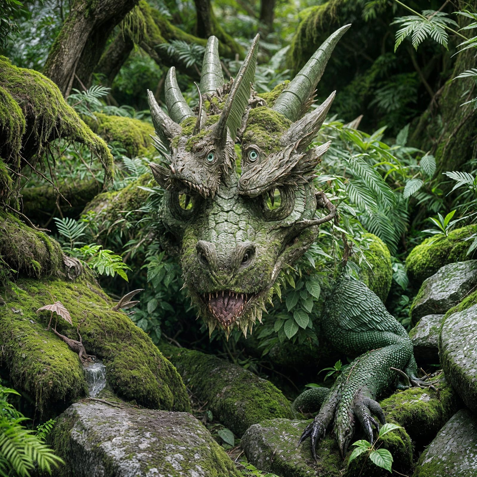 Lush Forest Dragon with Emerald Eyes