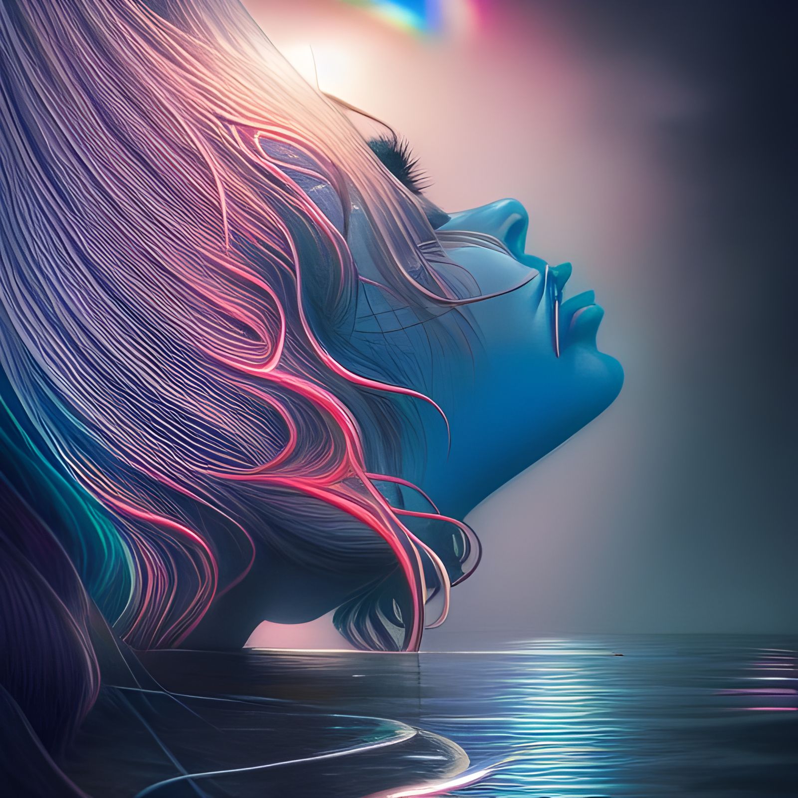 Emotional Farewell in Rainbow Light, Intricate Digital Art