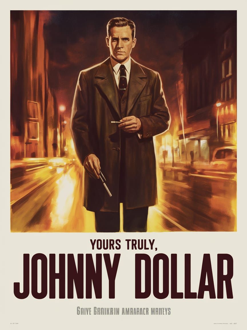 Vintage Noir Film Poster: Johnny Dollar