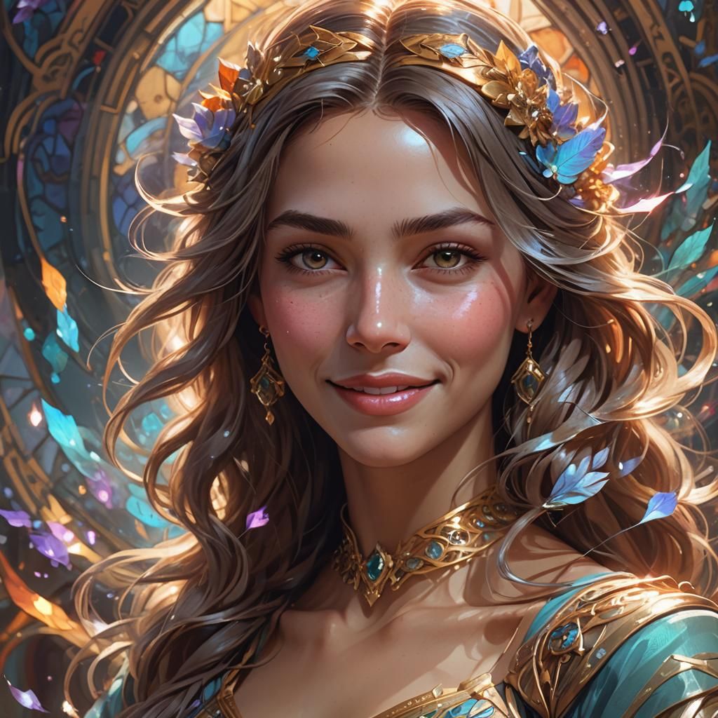 Ethereal Woman Portrait with Radiant Smile