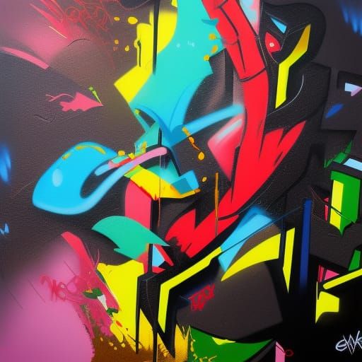 Black Ninja Graffiti Art in Street Style