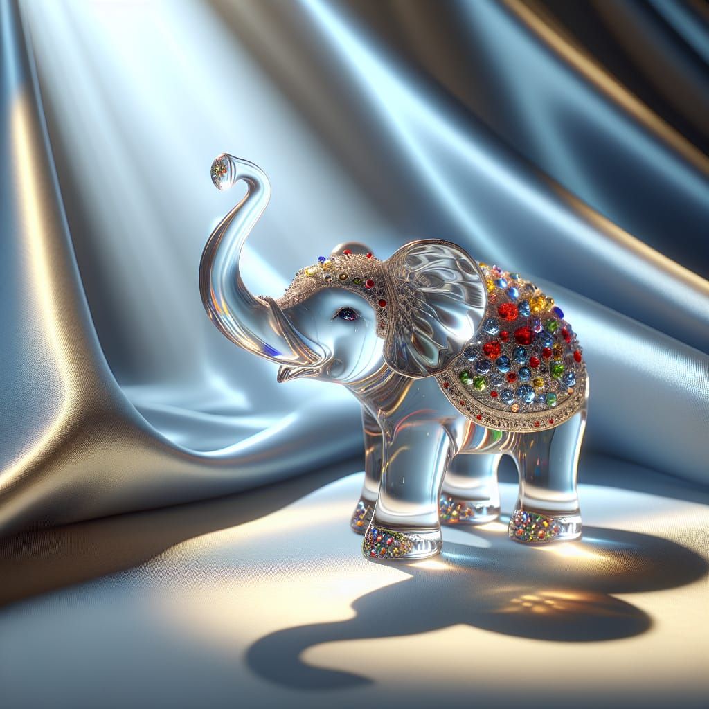 Enamel Glass Circus Elephant in Sunlight