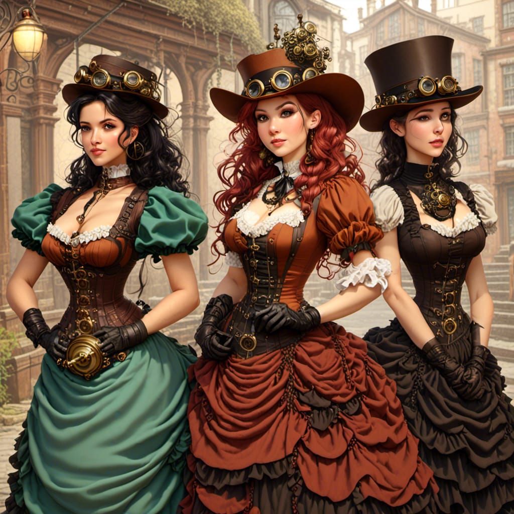 Steampunk Disney Princesses with Gears and Goggles