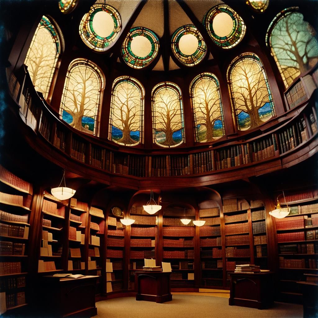 Literary Forest Inside Library, Vintage Photography