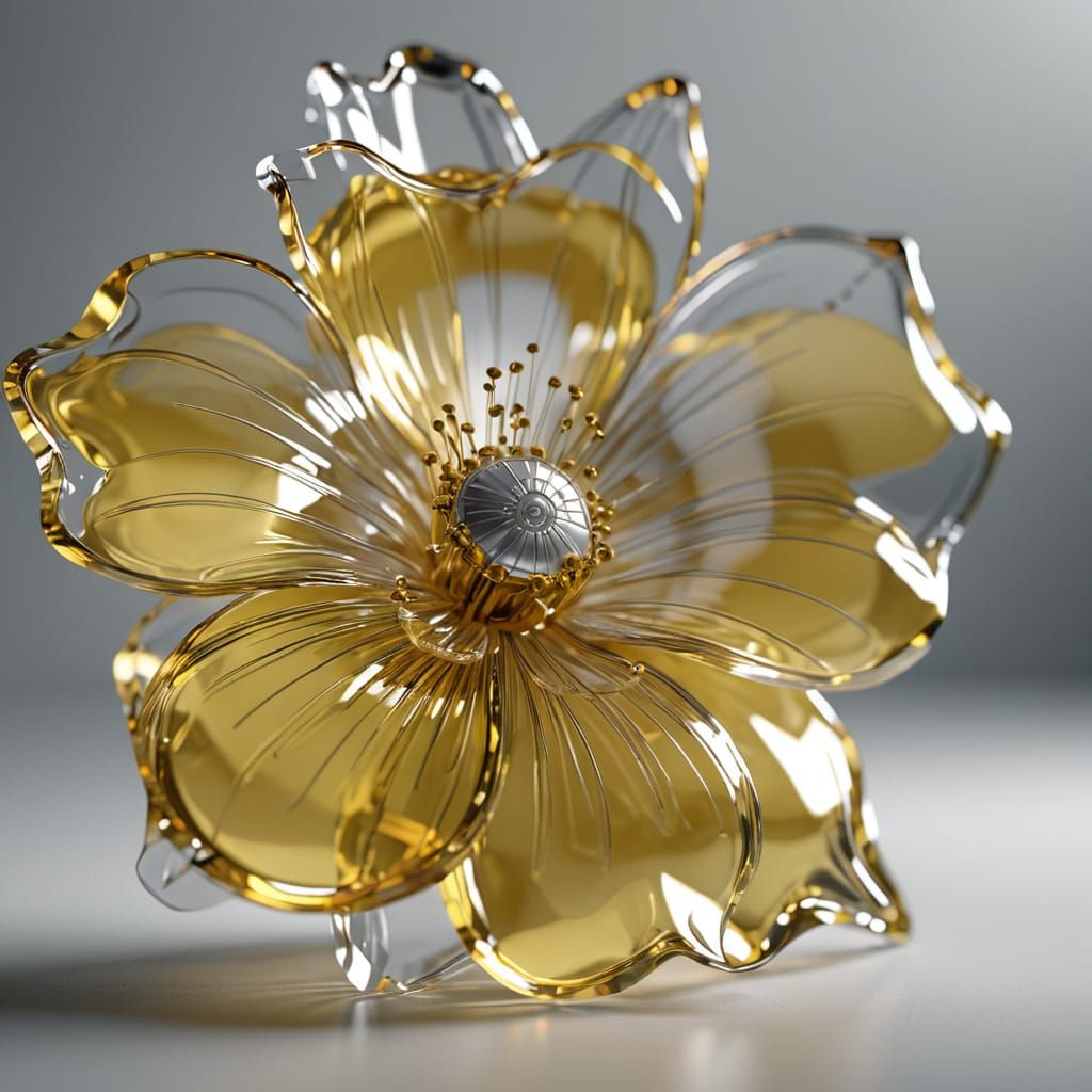 Elegant Yellow Flower Perfume Bottle 3D Render