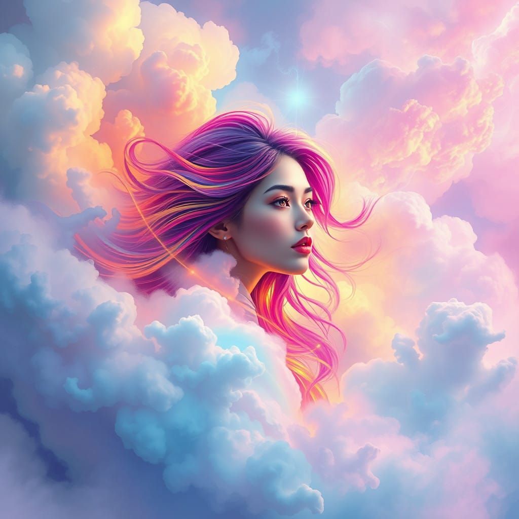 Vibrant Girl in a Fantasy Realm