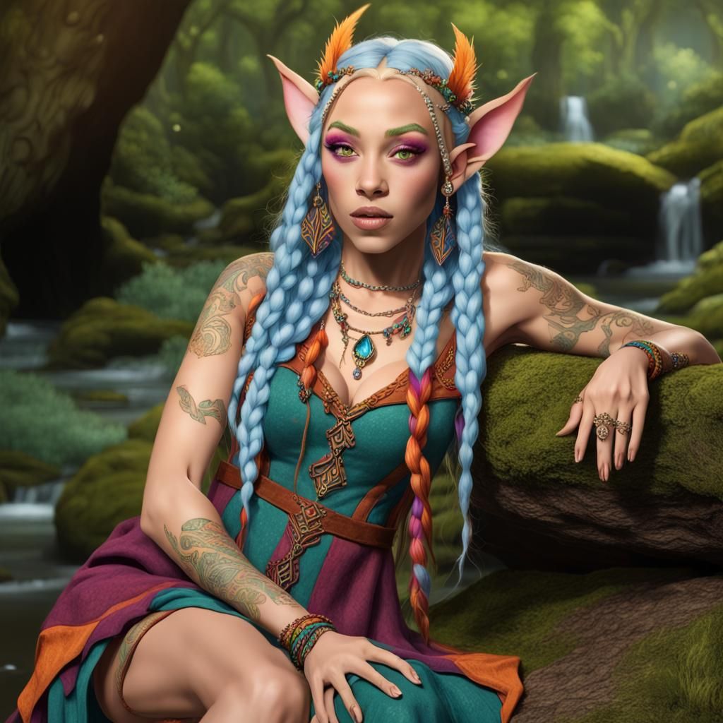 Doja Cat as Rivendell Elf in Ethereal Fantasy Style