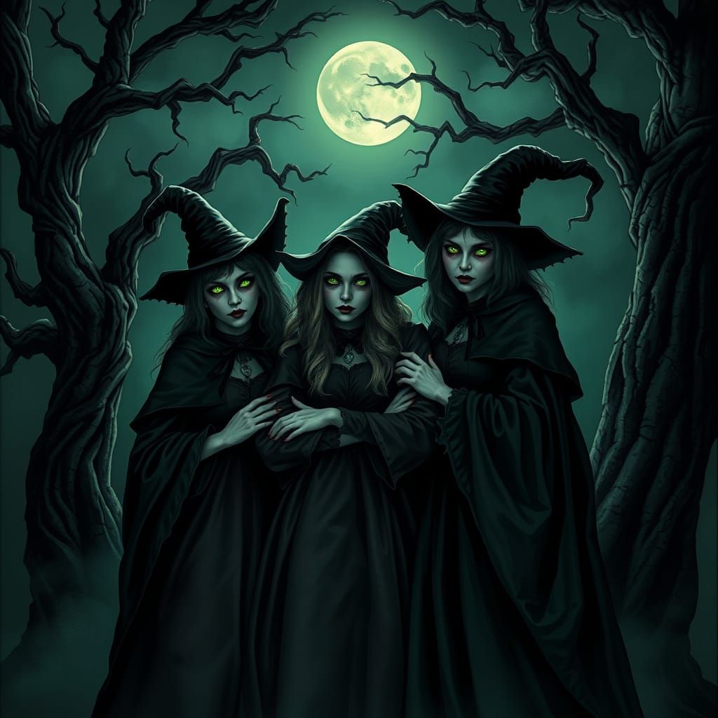 Three Witches on a Dark Moonlit Night