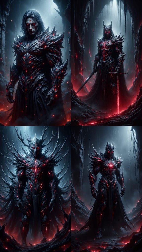 Dark Paladin in Detailed Armor with Glowing Runes