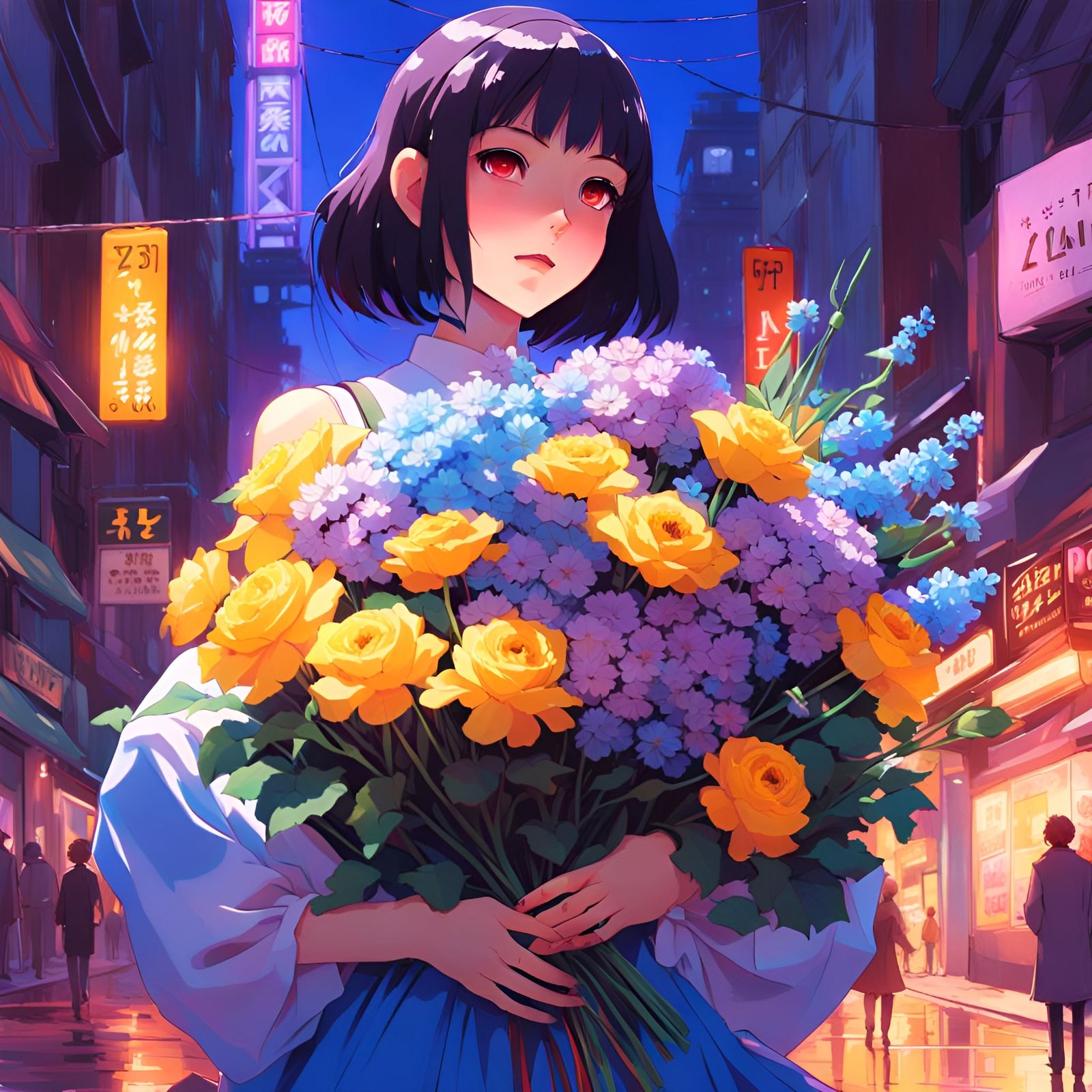 Girl with Flowers: Anime Key Visual