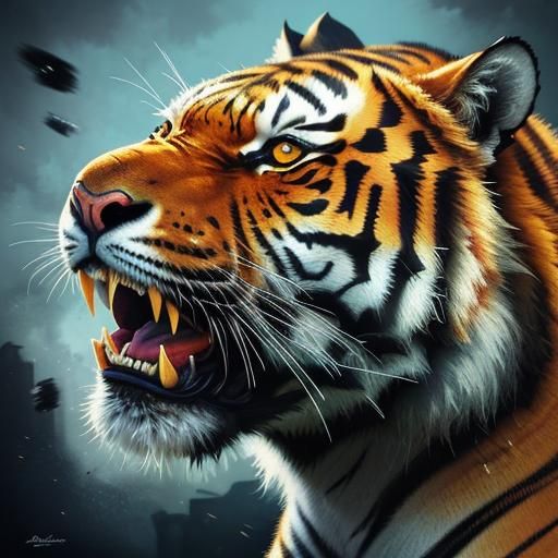 Hyperrealistic Tiger Cubs in Splash Art Style