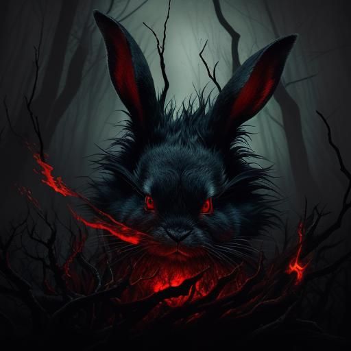 Menacing Rabbit Tears Soul in Dark Fantasy Illustration