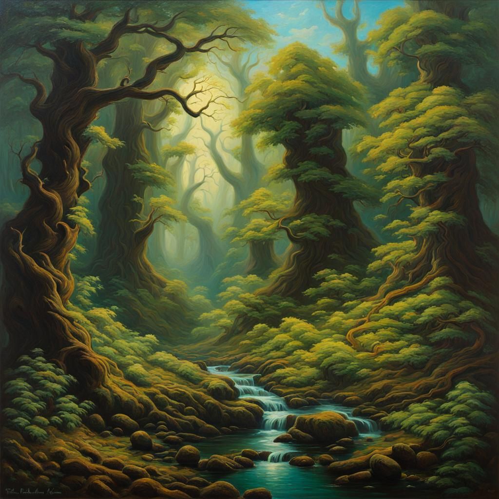 Eldritch Forest as Romantic Oil Painting