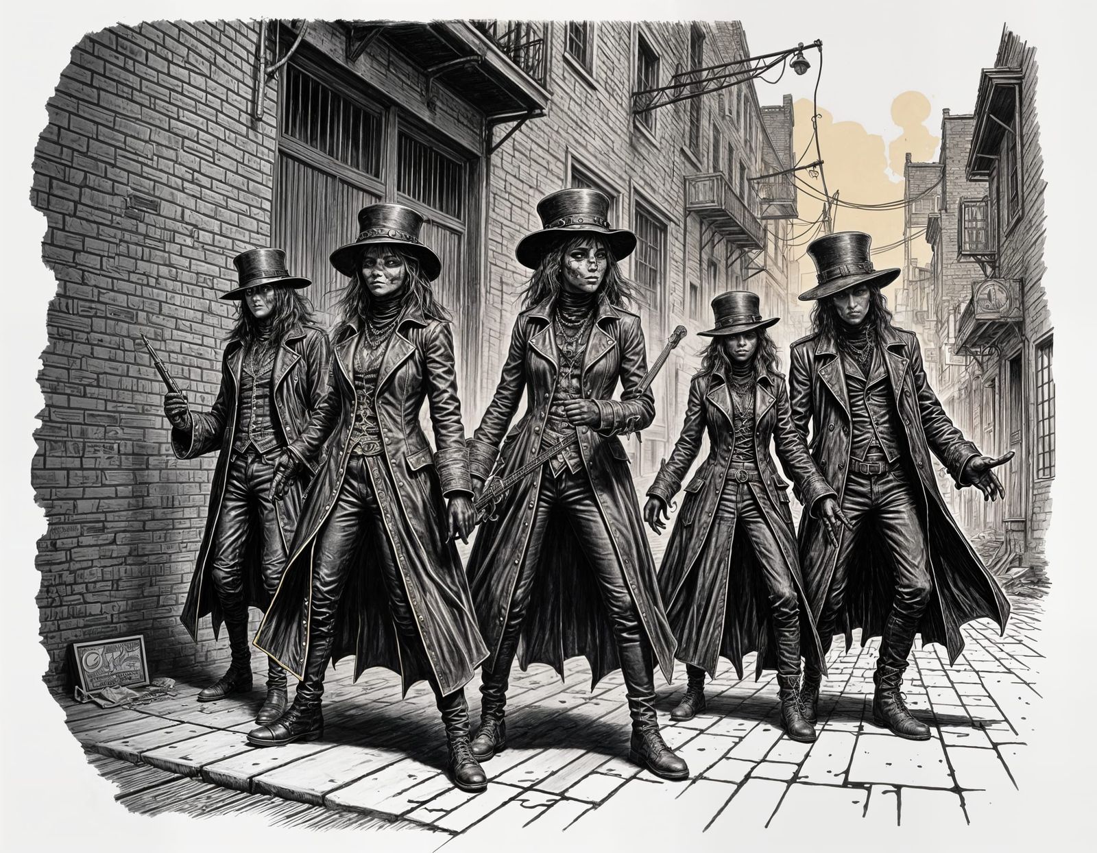 Gustave Doré Inspired Punk Rock Group in Alley