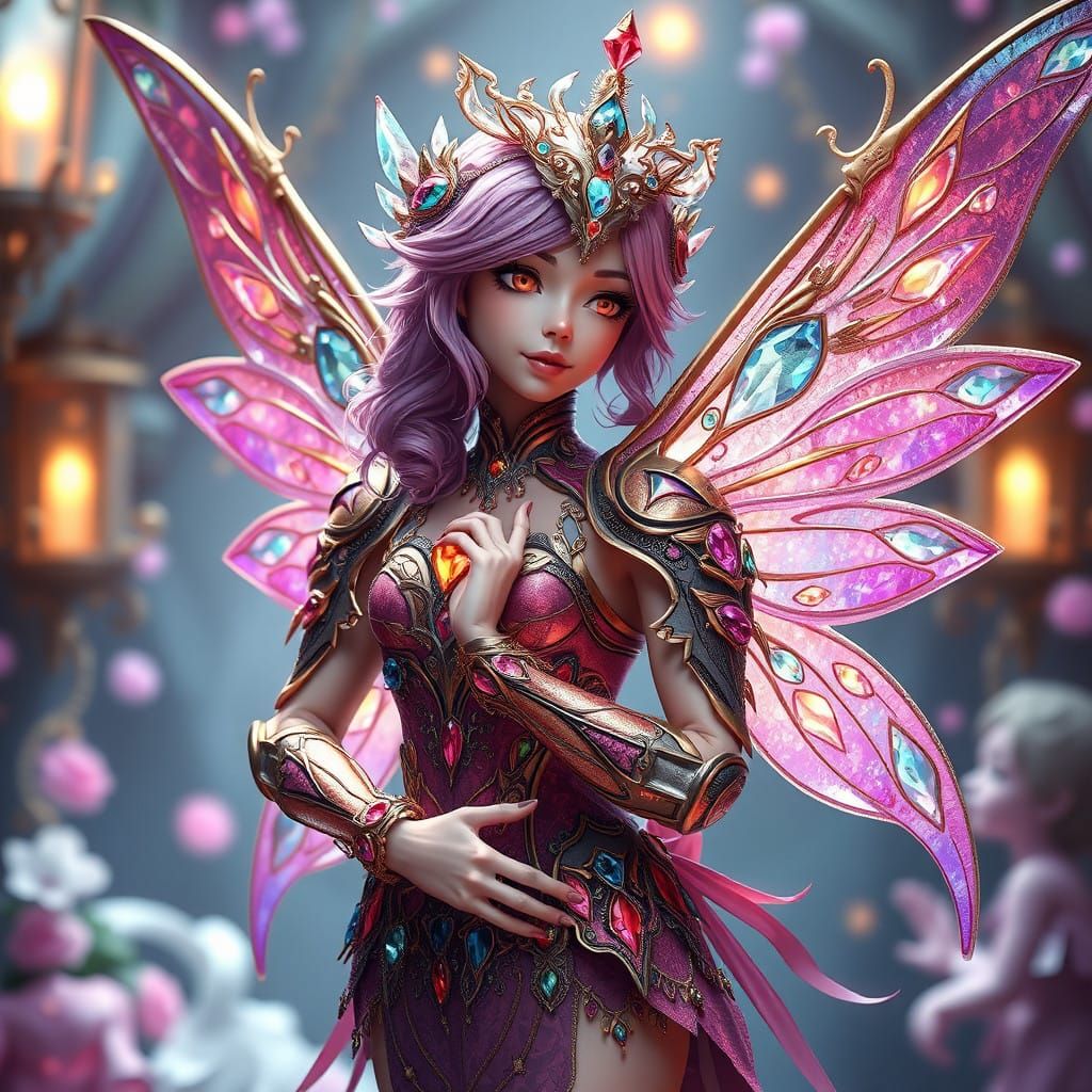 Elegant Fairy in Gemstone Armor