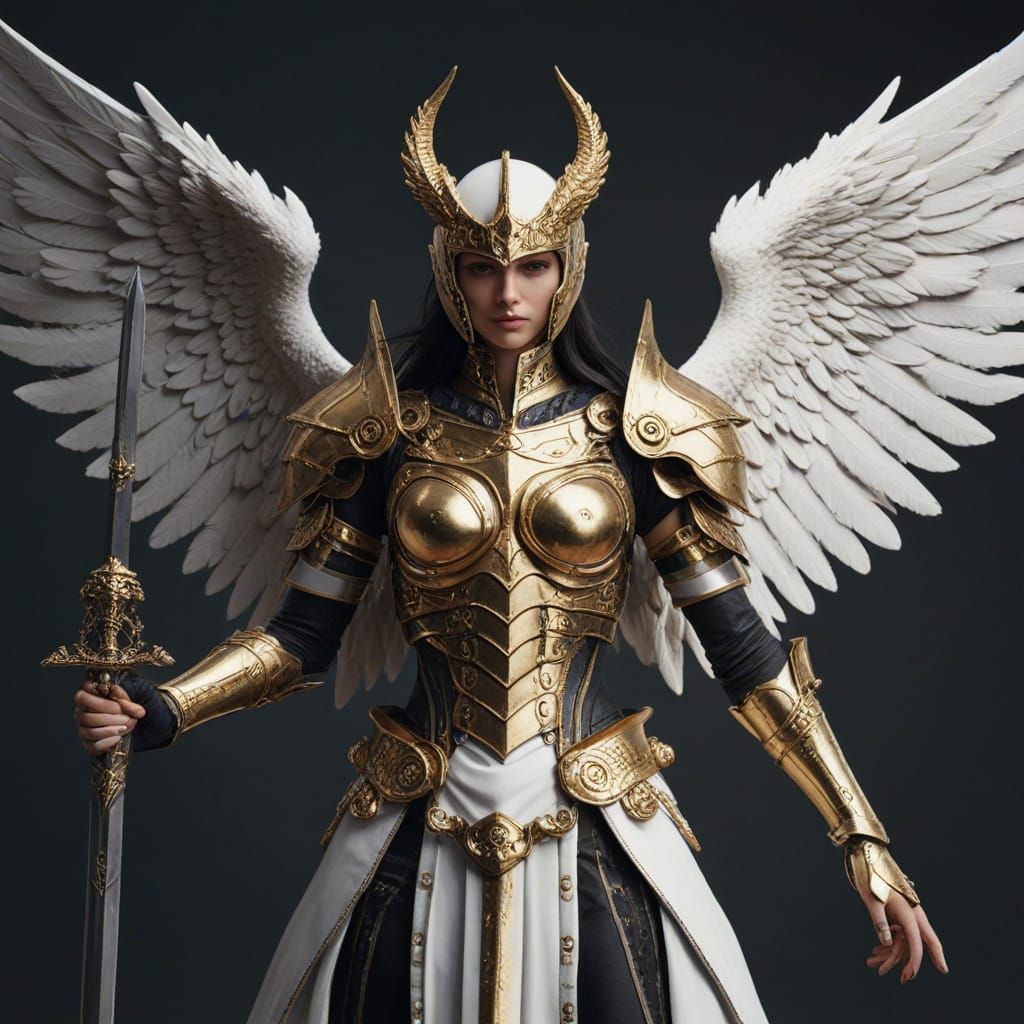 Surreal Dark Fantasy Angel Knight Transforms into Demonic Be...