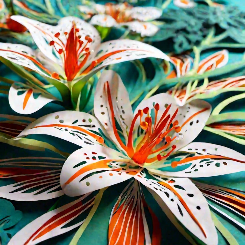 Hyperrealistic Paper-Cut Tiger Lily in Bloom