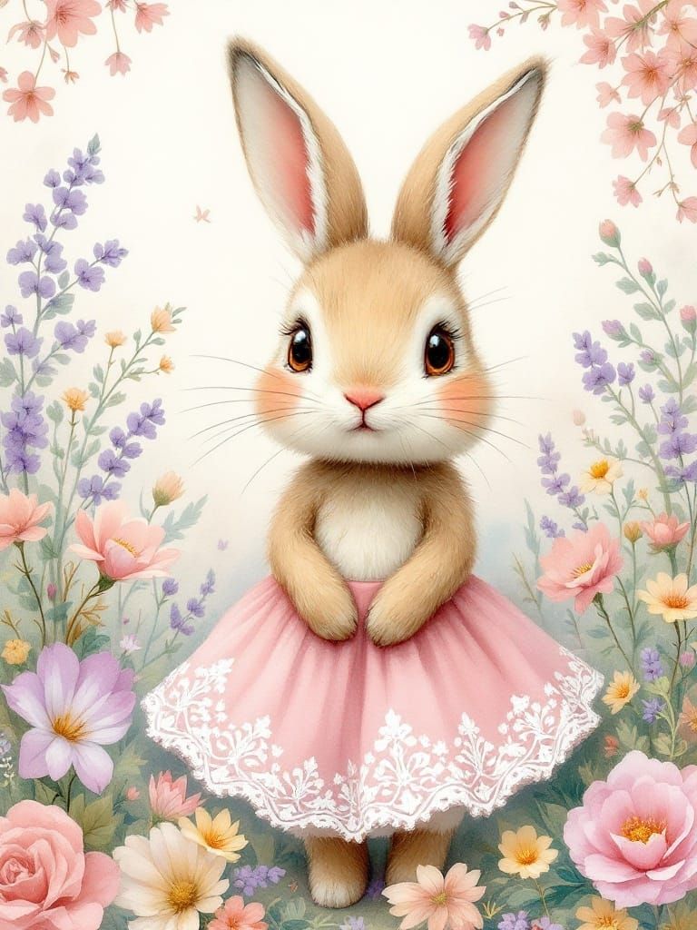 Dreamy Rabbit in Pastel Paradise